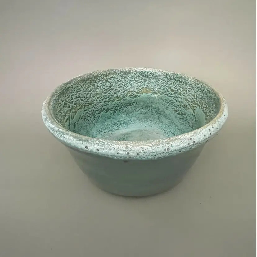 Handmade-Signed Seafoam Pottery Planter/ Bowl