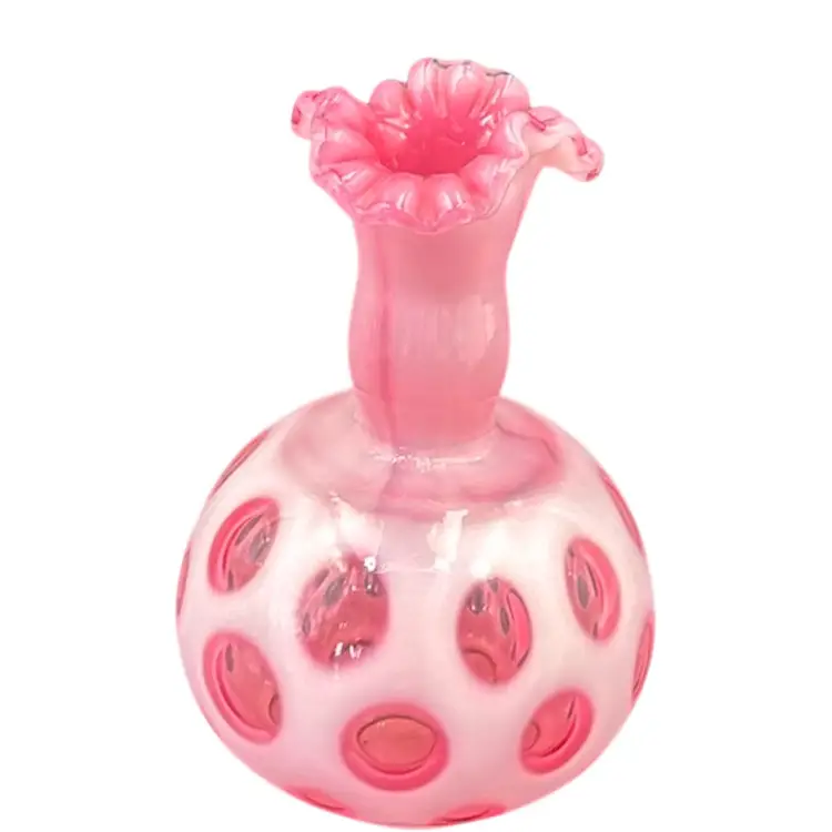 Fenton Cranberry Coin Dot Vase