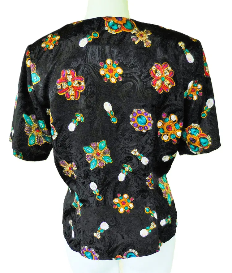 Vintage Rafaella Jewel Print Blouse Size S