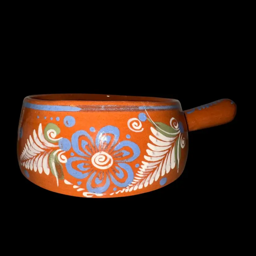 Mexican Pottery LL Palomar Lead free Pot 3.75 High X 9.75” Diamond