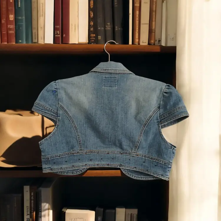 GUESS 1990'S RETRO CROPPED DENIM TOP/ VEST