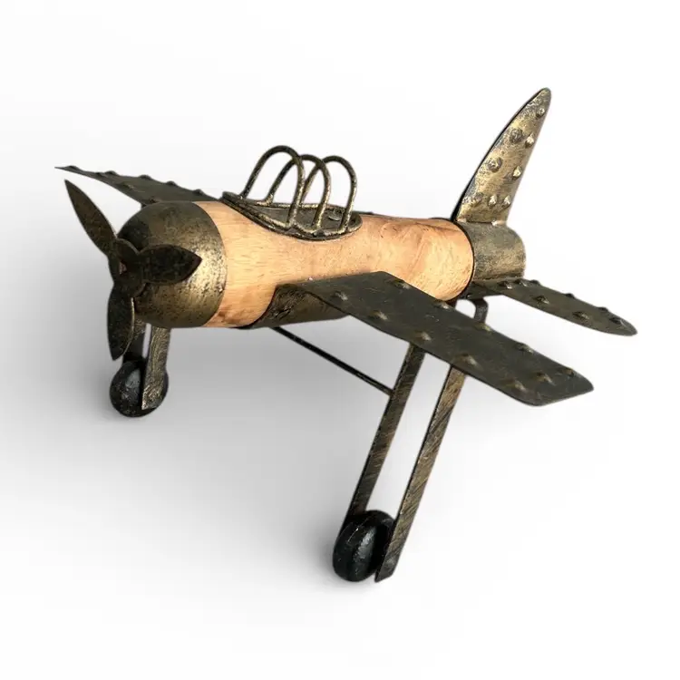 Better Homes Gardens Metal & Wood Retro Style Airplane Figurine