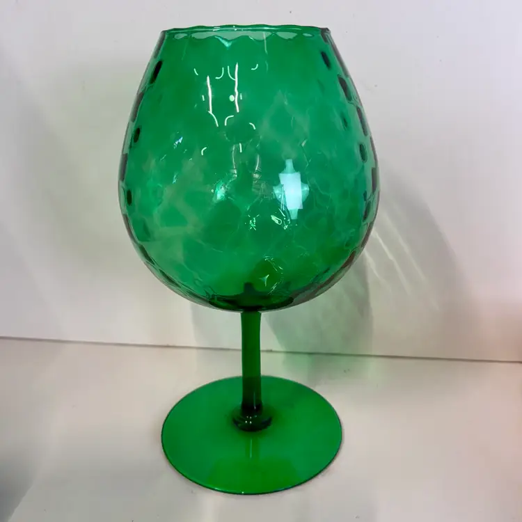 Empoli Green Optic Diamond Glass Snifter Vase