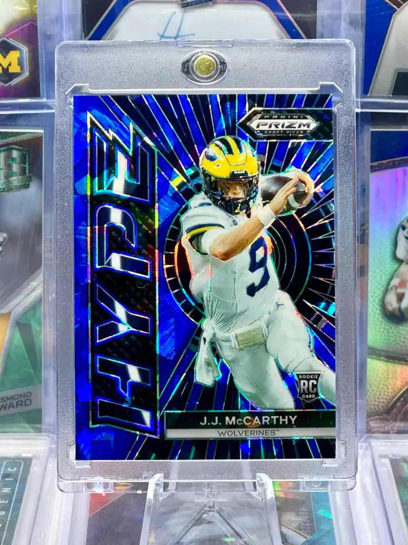 JJ McCarthy 2024 Prizm Rookie RC /99 Blue Cracked Ice COLOR MATCH Michigan Wolverines