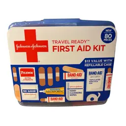 Band-Aid Travel Portable Emergency First Aid Kit for Minor Wound Care W /80 Pcs