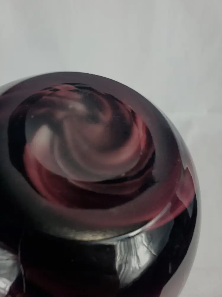 Vintage Hand Blown Amethyst Glass 9" Handmade Swirled  Vase