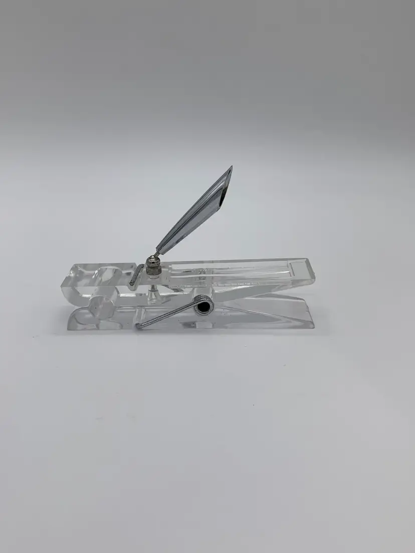Clear Lucite Vintage Giant Clothes Pin Paper & Swivel Pen Holder Paper Weight 6”