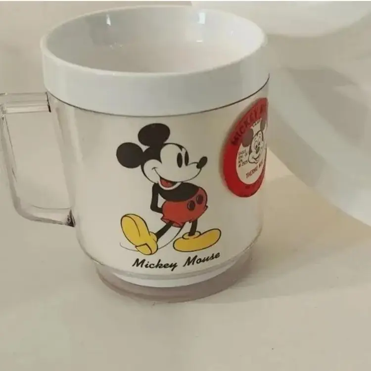 Mickey Mouse Club Snack Tray/Plate & Cup Walt Disney USA VTG 80s