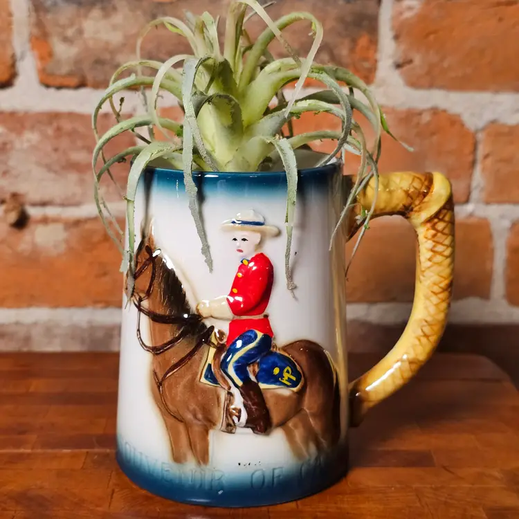 Vintage RCMP Mountie Mug Souvenir of Canada Relief Tankard Maple Leaf Ceramic