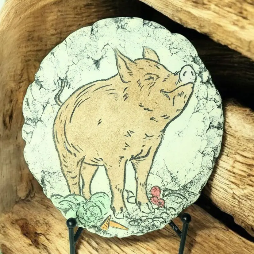 Shapes of Clay by Stan Mt St Helens Ash Wilbur Pig Plaque Decor Farmhouse Vtg