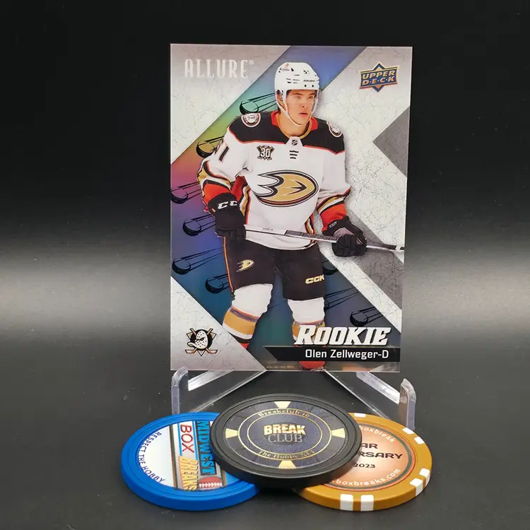 Olen Zelleweger Rookie SSP 2024-25 Upper Deck Allure Hockey Flying Puck Parallel Card #106 - Anaheim Ducks