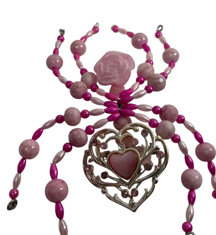 Beaded Spider Pink Rose Magnet Made By Me