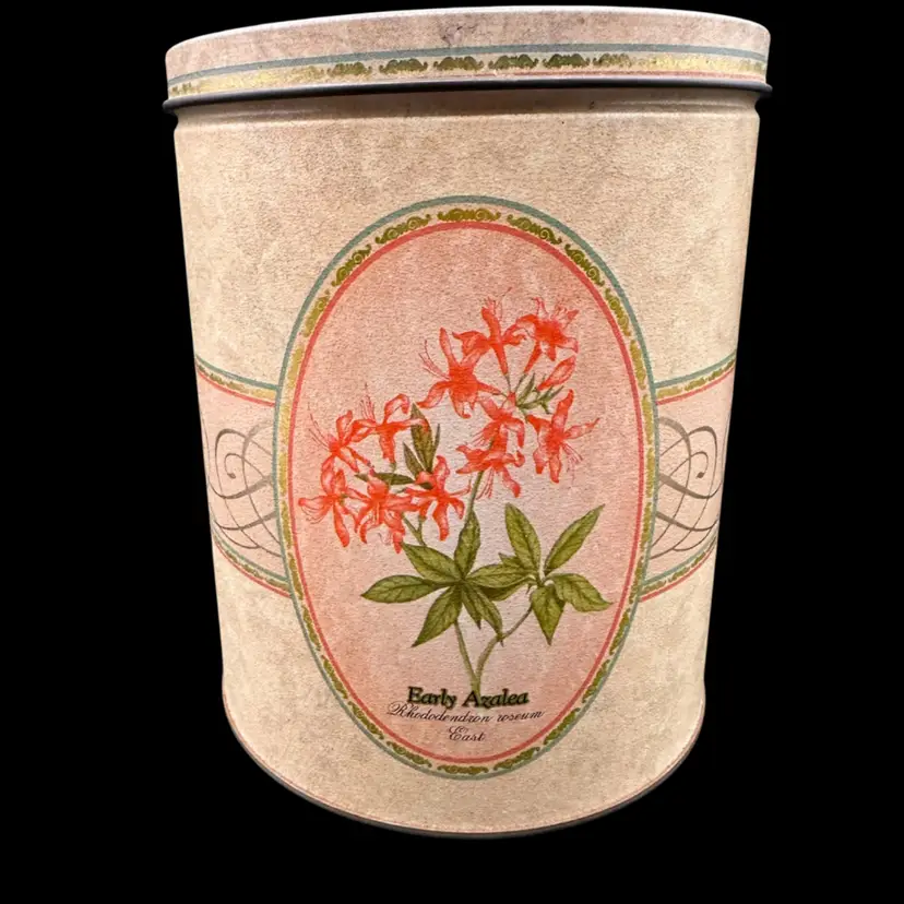 Vintage “Home Is Where The Love Grows” Wildflower Tall Metal Storage Tin 7”T 5”W Unmarked