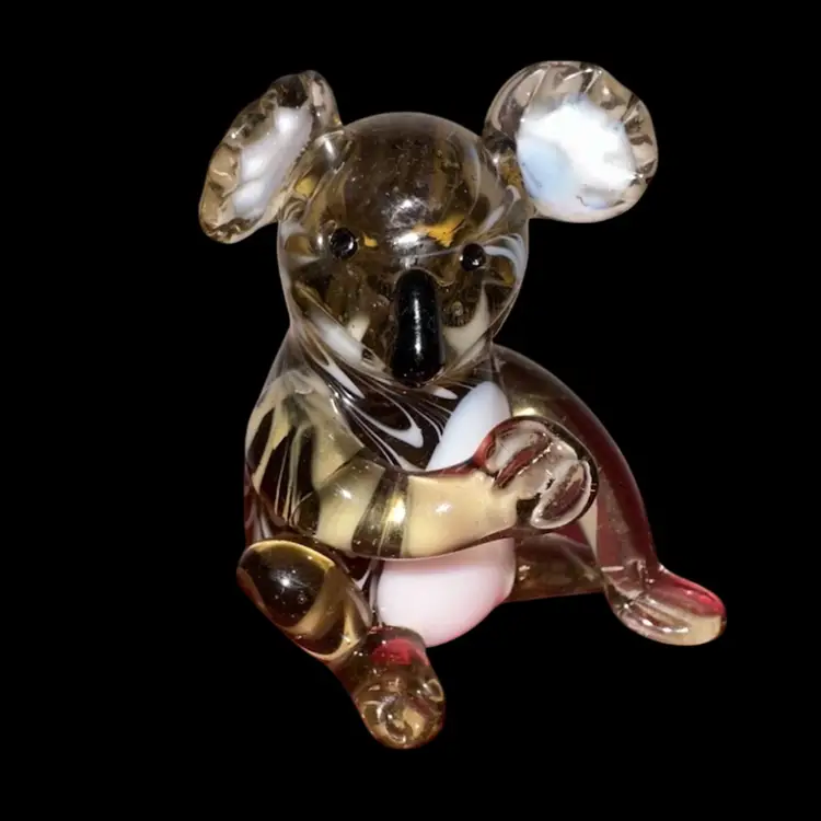 Fitz And Floyd Glass Menagerie Koala Bear Hand Blown Glass Art In Box