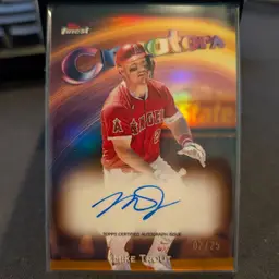 2025 Topps Finest Creators Mike Trout Orange Refractor Auto 2/25 - Los Angeles Angels - cw113