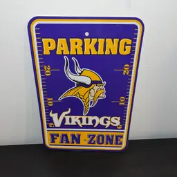 NFL Minnesota Vikings Home Office Bar Decor Parking Sign FAN ZONE 12" x 18"