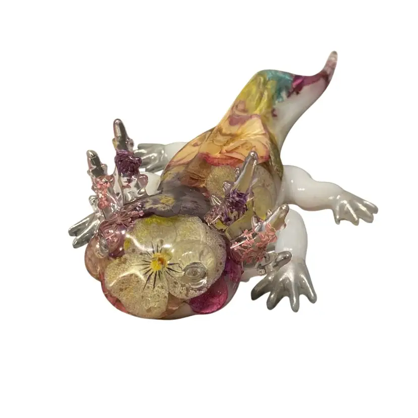Floral Resin Handmade Axolotl Figurine