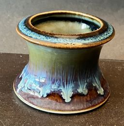 Bill Campbell Studio Art Pottery Drip Glaze Votive Candle Holder Signed