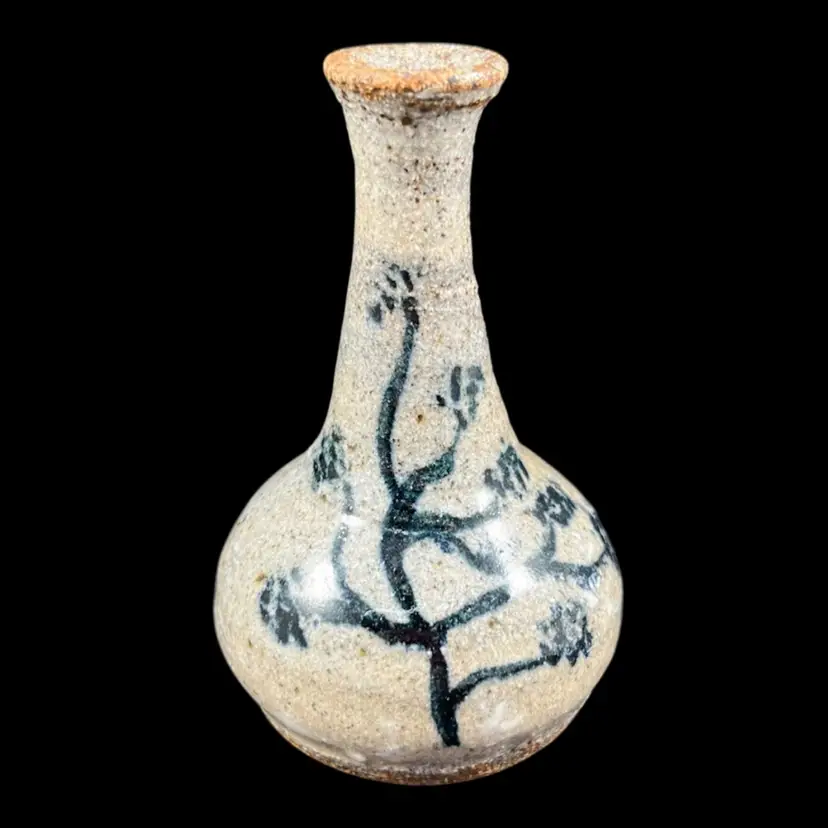 Arlene Solomon Signed Pottery Weed Pot With Tree Motif, Earthy Handmade Ceramic Bud Vase, Signed Arlene Solomon Pottery Vase