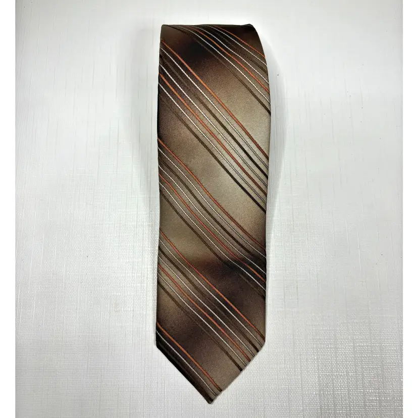 Wembley Brown Striped Polyester Necktie Business Office Formal Retro Vintage