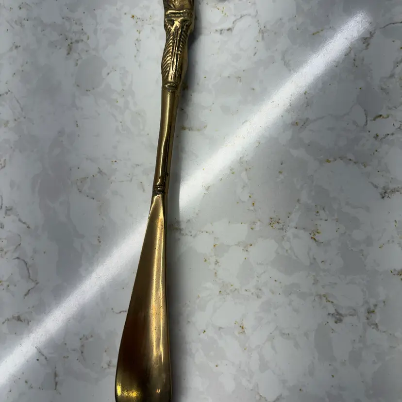 Vintage Brass Horse Head Shoe Horn 10" Equestrian Decor Solid Brass