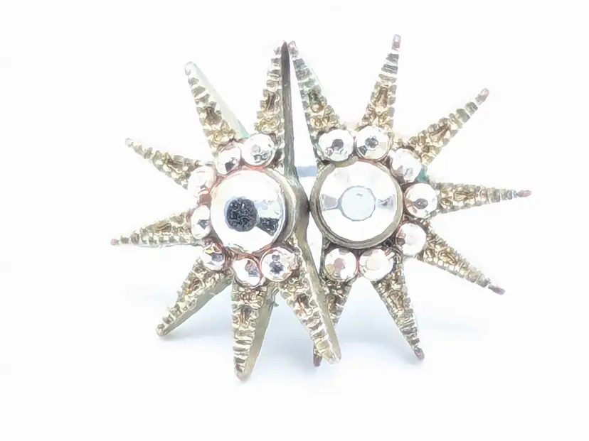 Silver Tone Faux Marcasite Sunburst Stud Earrings