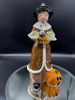 Blue Sky Heather Goldminc Pilgrim Tea Light Holder Autumn Thanksgiving Pumpkin Decor