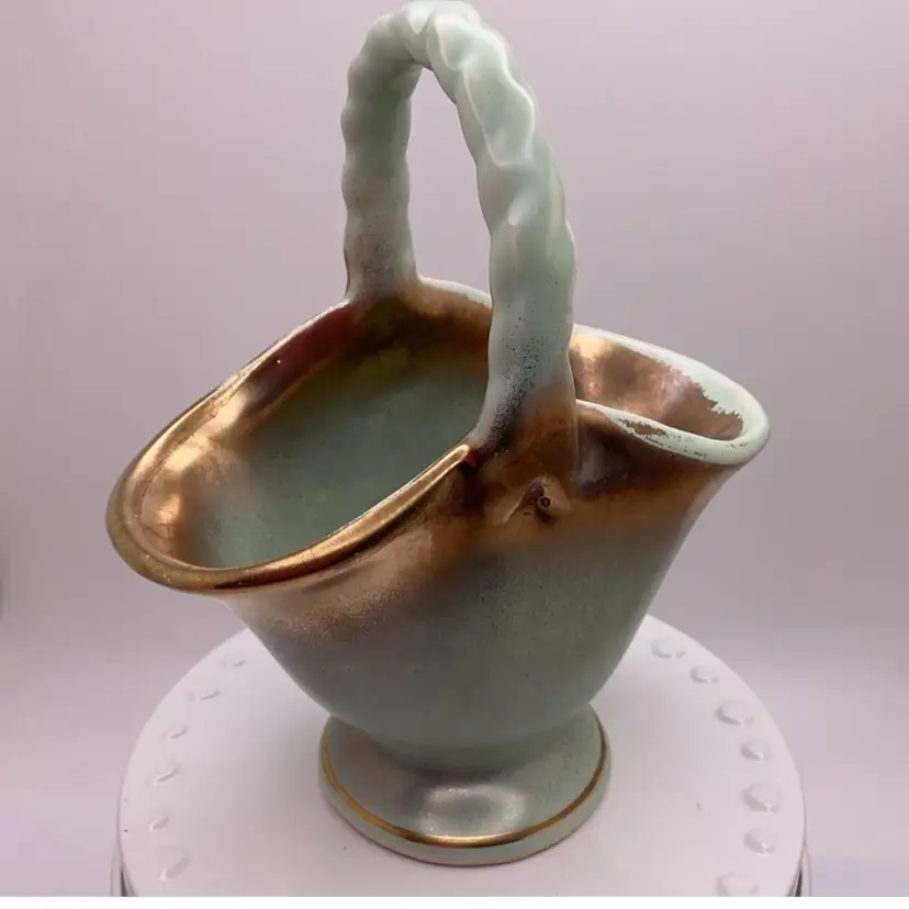 VTG MCM German Pottery Basket 4.5” Jasba?