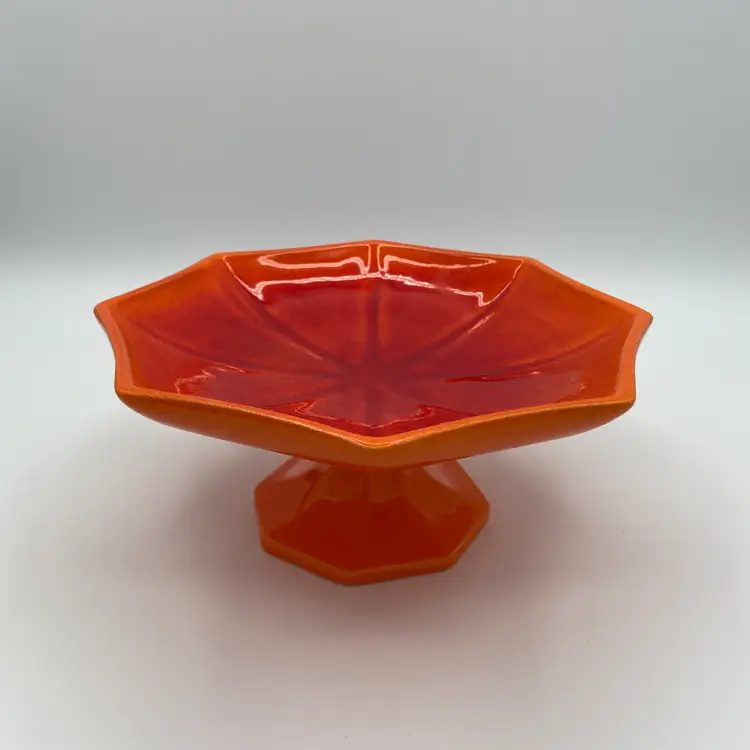 Royal Haeger orange pedestal bowl / tray