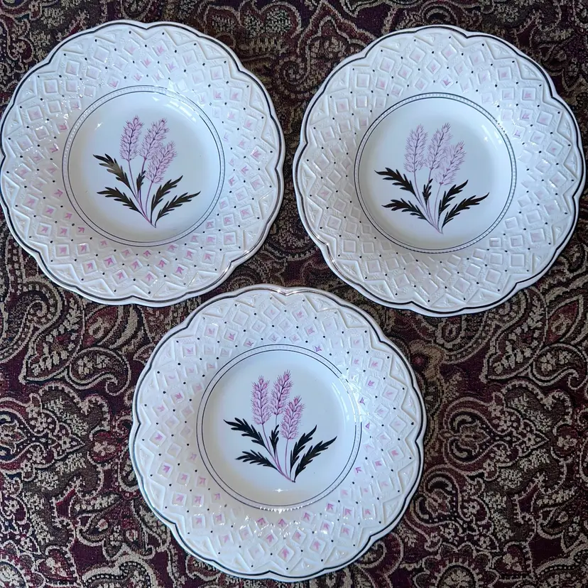Vintage England Wedgwood of Etruria & Barlaston Floral Salad Plate CMH6504A Set Of 3 Plates