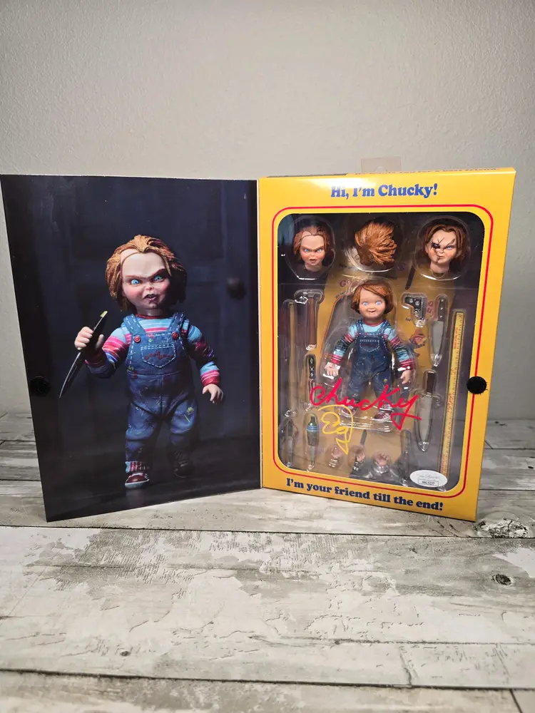 Child's Play Chucky NECA Good Guys Action Figure Ed Gale Signed Autographed JSA Certification
