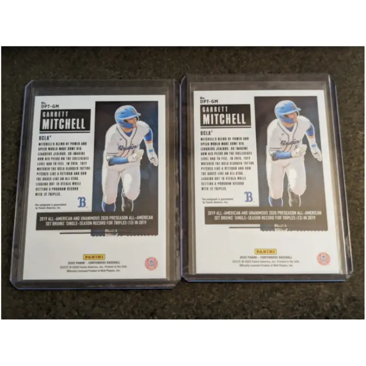 Lot Of 2 Garrett Mitchell Panini Contenders Draft Pick Tickets Autograph 