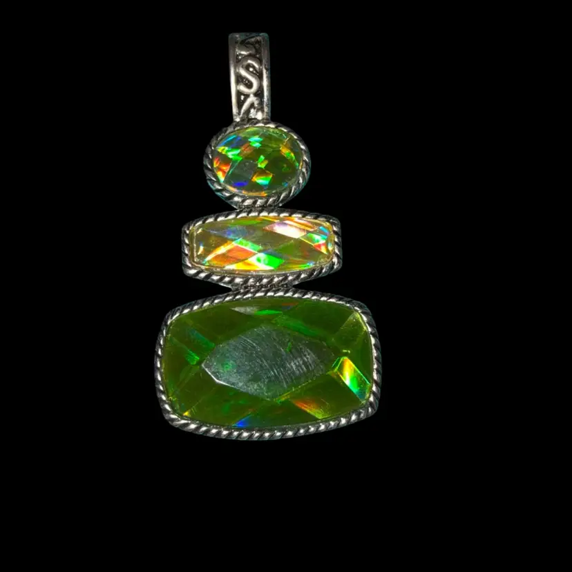 RMN Pendant Green And Yellow Goldstones