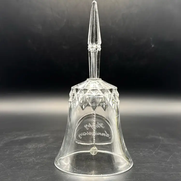 Vintage Clear Glass “Happy Anniversary” Bell 7”
