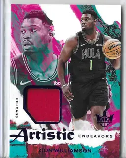 Zion Williamson Artistic Endeavors Pelicans Card - Jersey Patch 05/15
