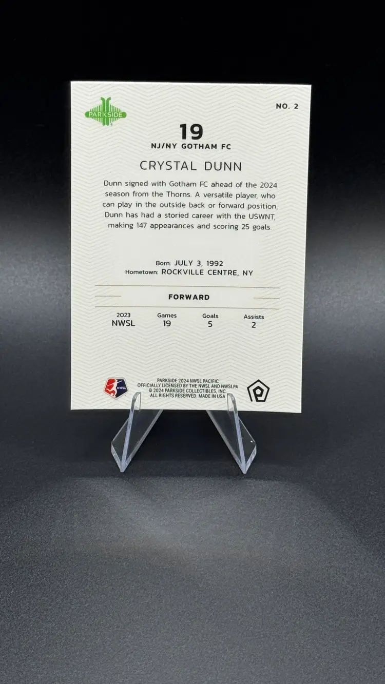 Crystal Dunn 2024 Parkside NWSL Pacific Base  #2 NJ/NY Gotham FC