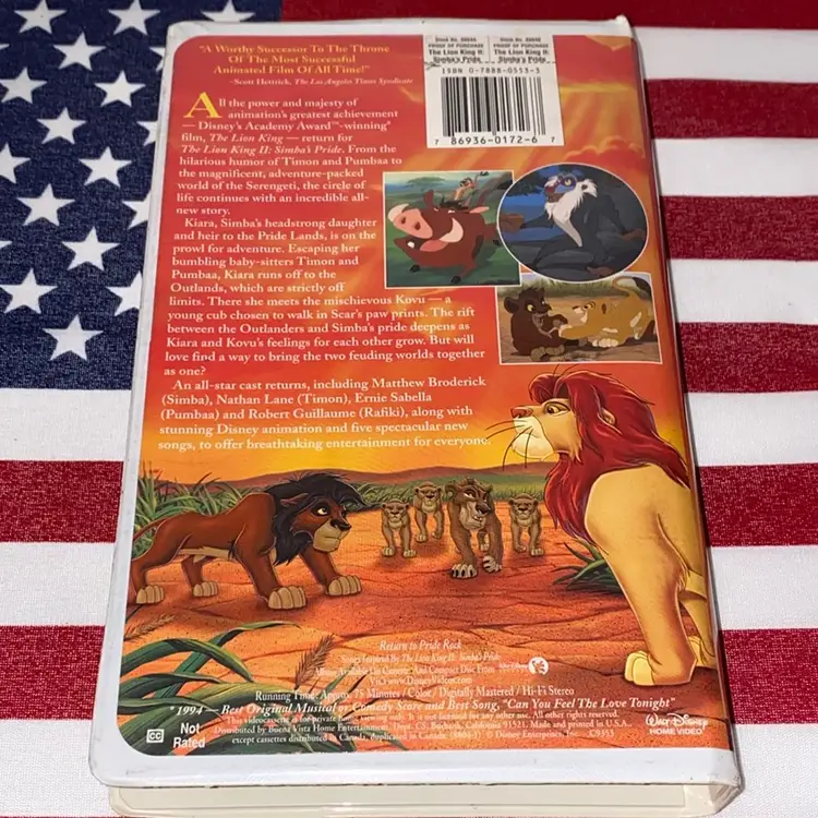 LION KING II SIMBAS • PRIDE VHS Tape