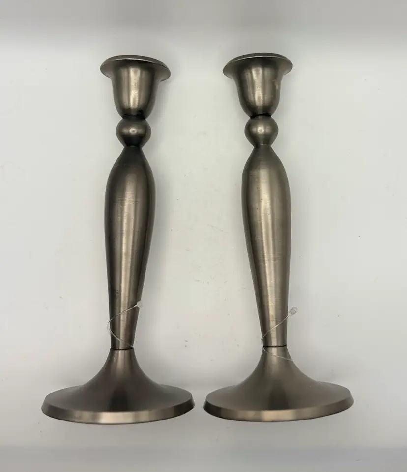 18-Pair Of Pewter Candlestick Holders Made in India 9”
