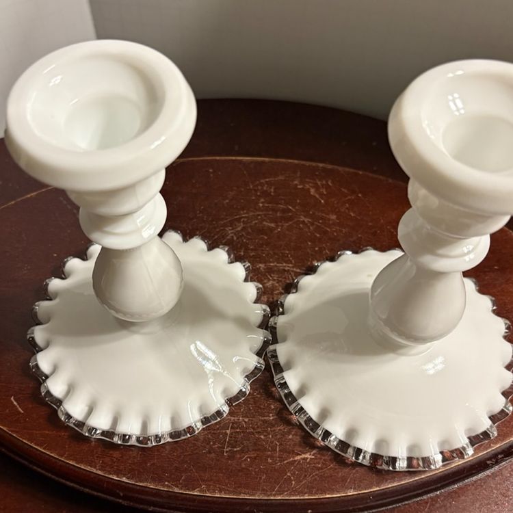 Fenton Silver Crest Candle Stock Holders