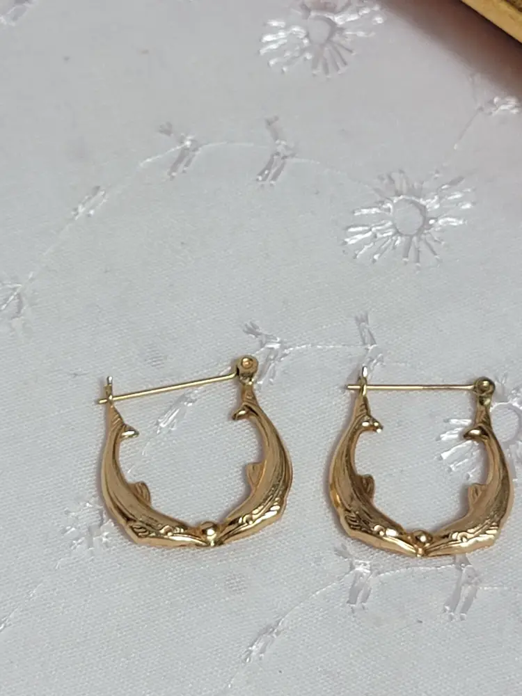Vintage 14k dolphin hoop earrings
