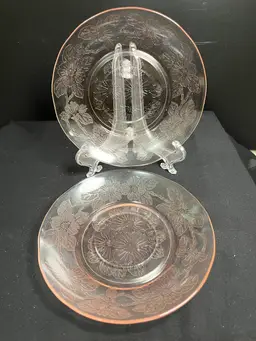 Replacement Pieces: MacBeth Evans "Dogwood" Apple Blossom Pink Depression Glass Saucers-Lot 48