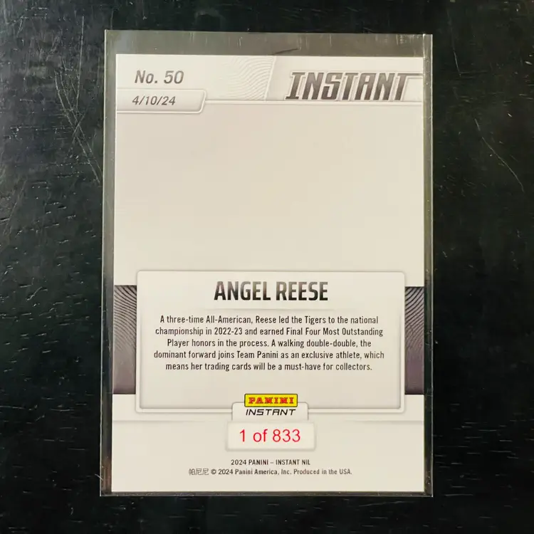 Angel Reese 1st Panini Basketball Card - Short Print /833 Made - Women's Basketball