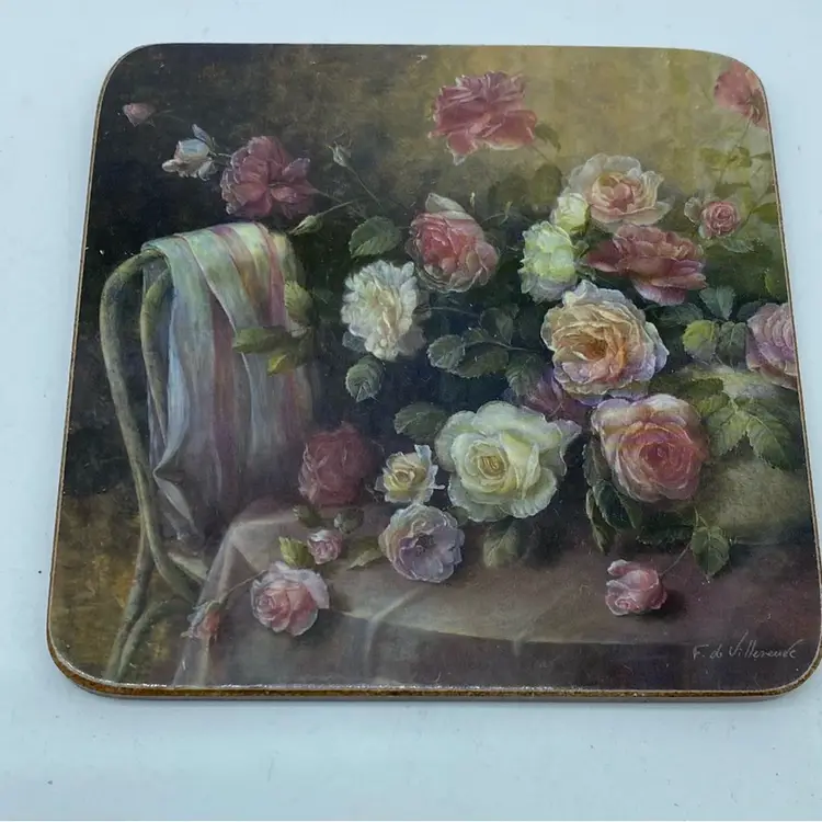 Pimpernel acrylic and cork coasters, set of six, in original box.