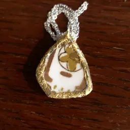 Oodelally Shop Broken Pottery Artisan Made Tiki Room Pendant Ceramic Guild Esperanto Plate Handcrafted Necklace 1 in x 1.25 in