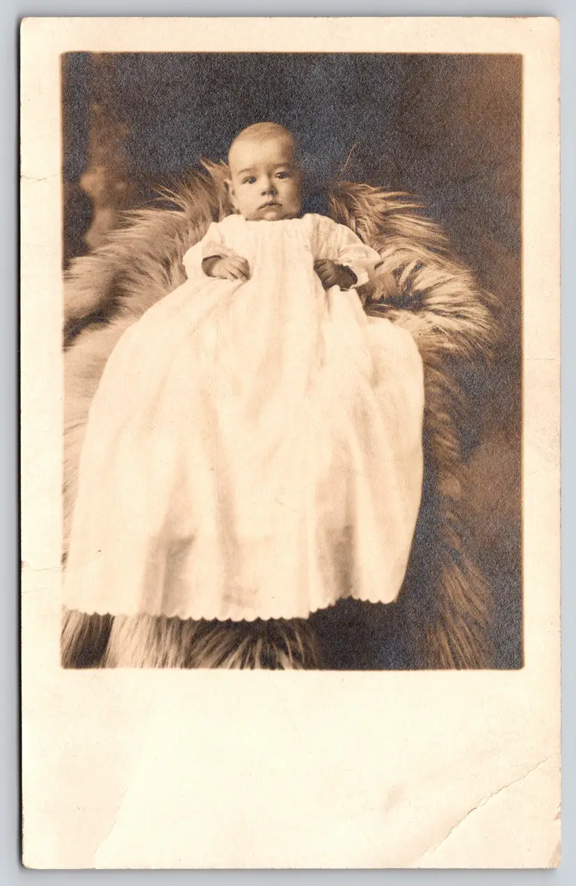 Postcard RPPC Baby White Dress Real Photo - 8745