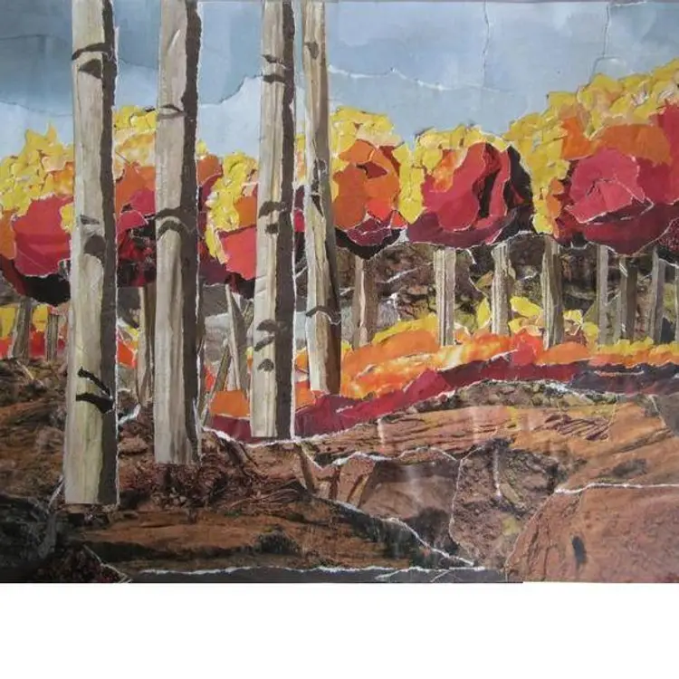 "Fall in Colorado" paper collage 11" x 14"