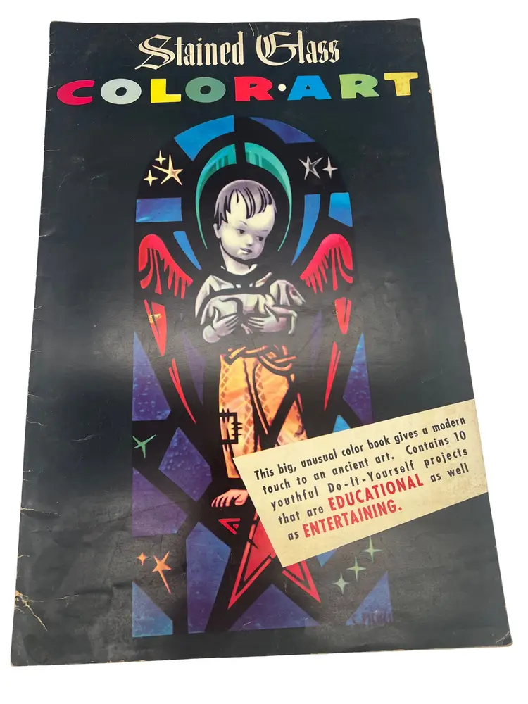 1956 Stained Glass Color Art Book – 10 Window Projects by Collins & Pickel