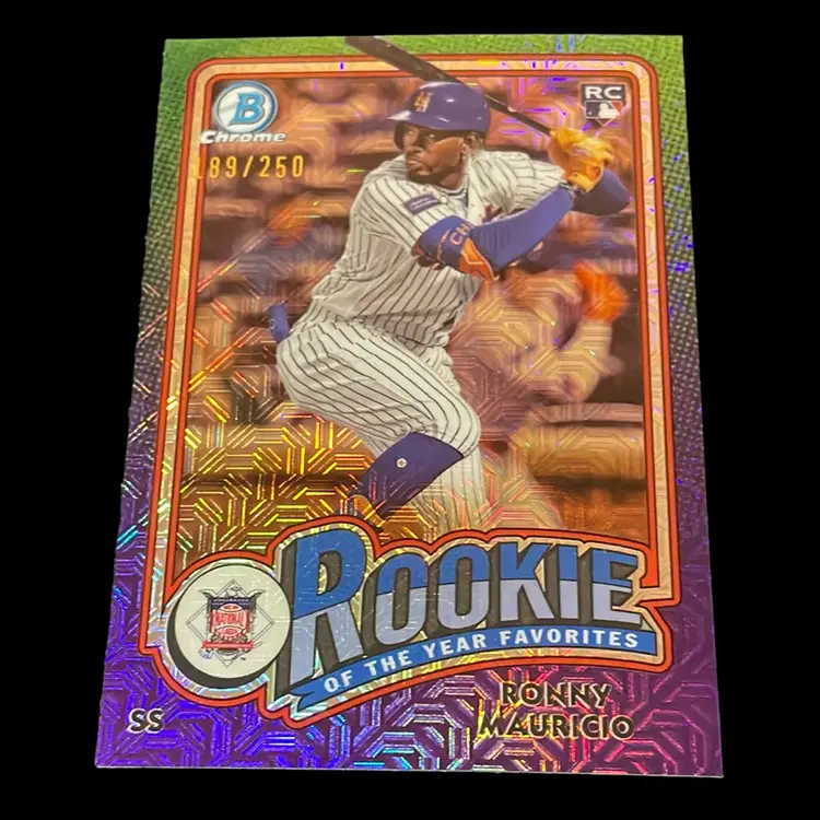 Ronny Mauricio 2024 Bowman Rookie of The Year Favorites Purple Mojo Refractor /250 New York Mets
