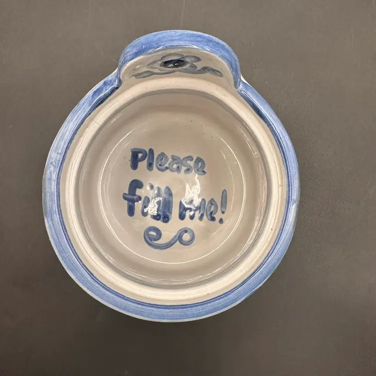 M. A. Hadley Blue White Pottery Match Holder Striker, Signed