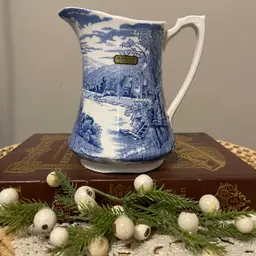 Alfred Meakin England Blue and Cream Creamer Pitcher Vintage